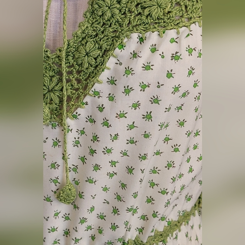 Vintage 70s Handmade Green Summer Dress - Picture 3 of 4